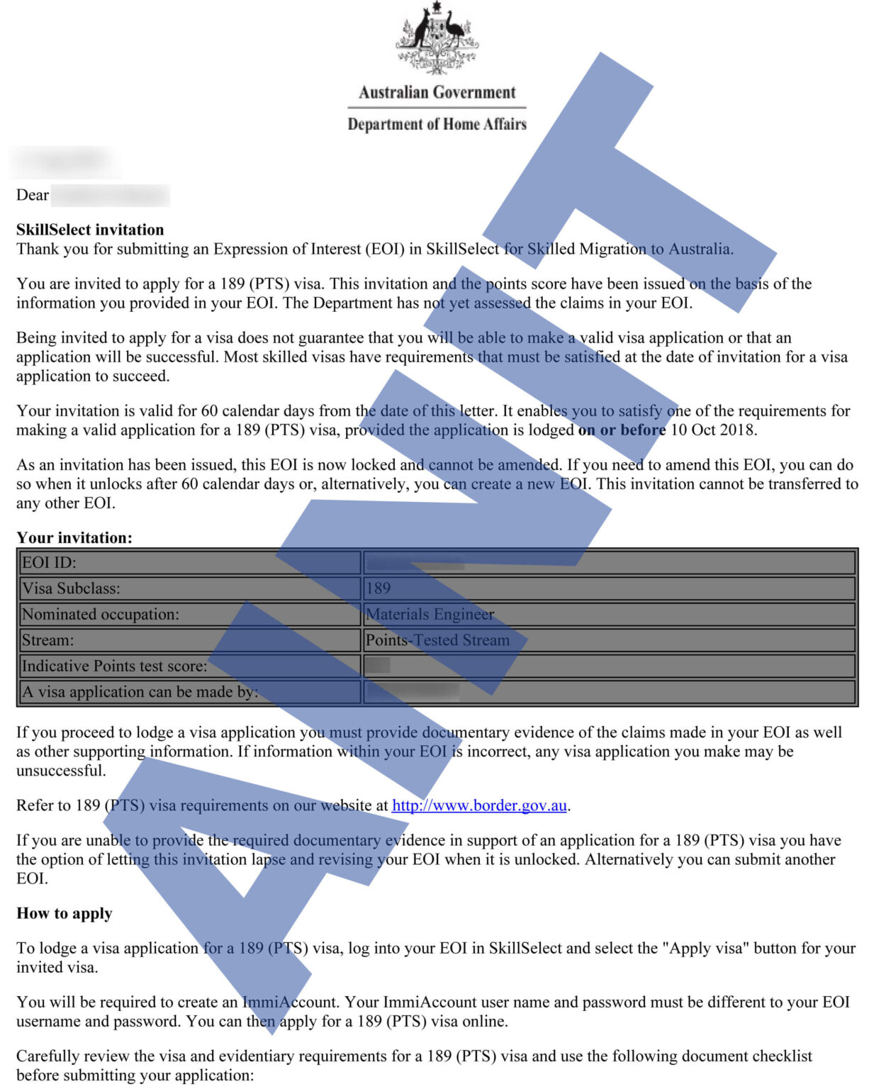 Australia EOI Approvals AINiT Consultancy Services